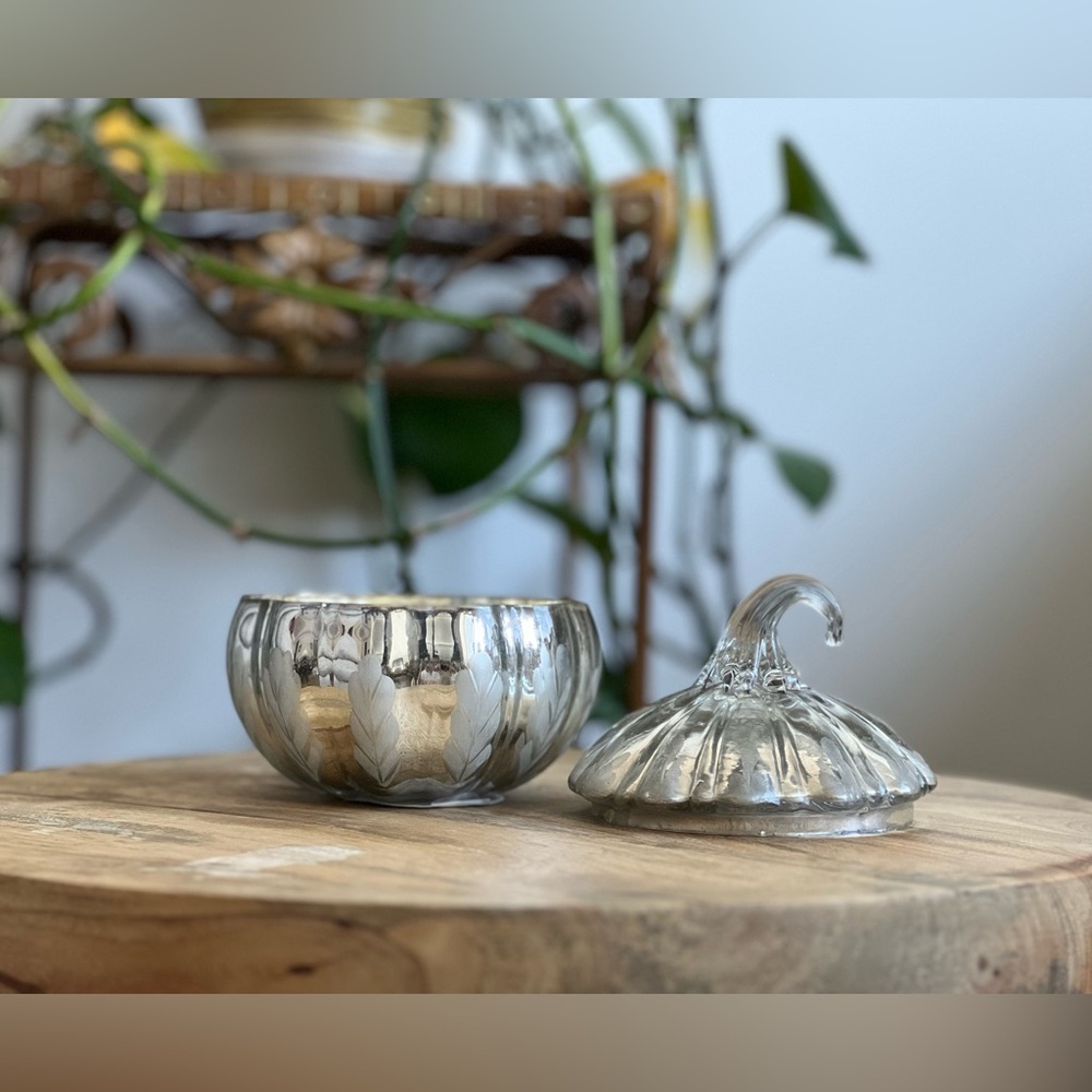 Silver Pumpkin Shaped Jar Candle - Picture 4 of 5